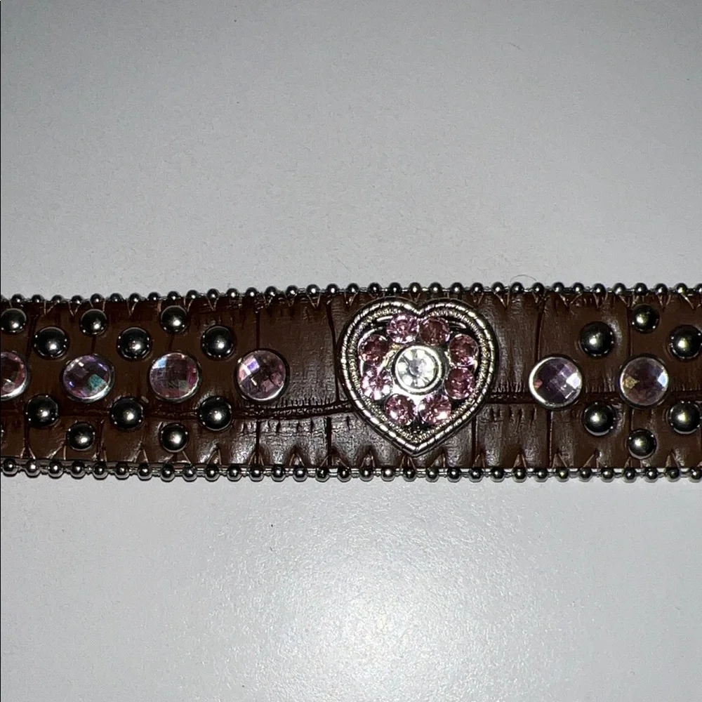 Kids Brown and Pink Embellished Adjustable Belt